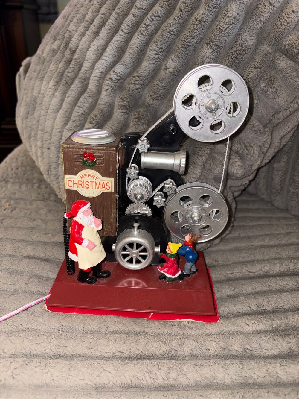 Vintage Holiday Time Light-Up Musical Santa with Movie Projector